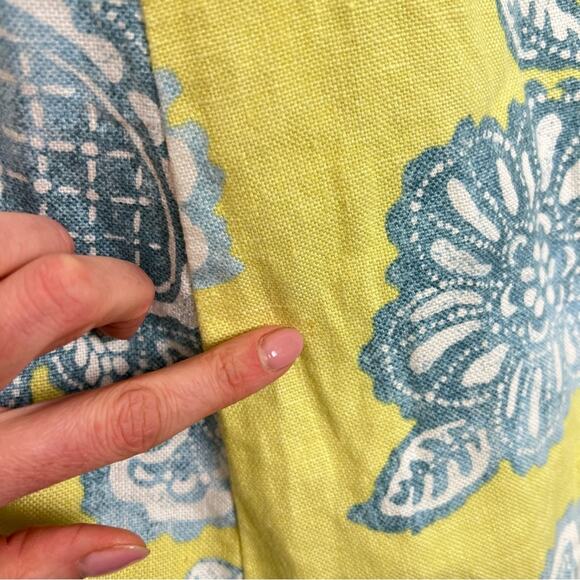 J. McLaughlin Edie Linen A Line Dress sz 0 Yellow Blue Paisley Preppy Summer - Picture 5 of 9